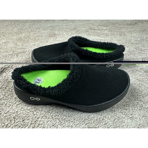 Oofos Oocoozie Black Mule Sherpa Fuzzy Recovery Slippers Men\'s Size 9.5 NWOB main image 6